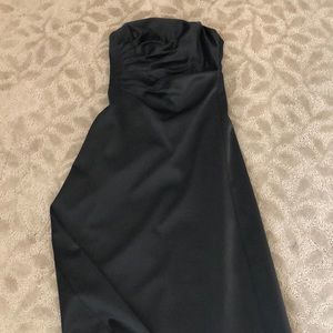 Black strapless satin long gown